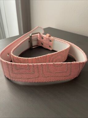 Pink Women's Canvas Belt with Metal Buckle